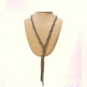 Elegant Silver Tone Braided Chain Necklace